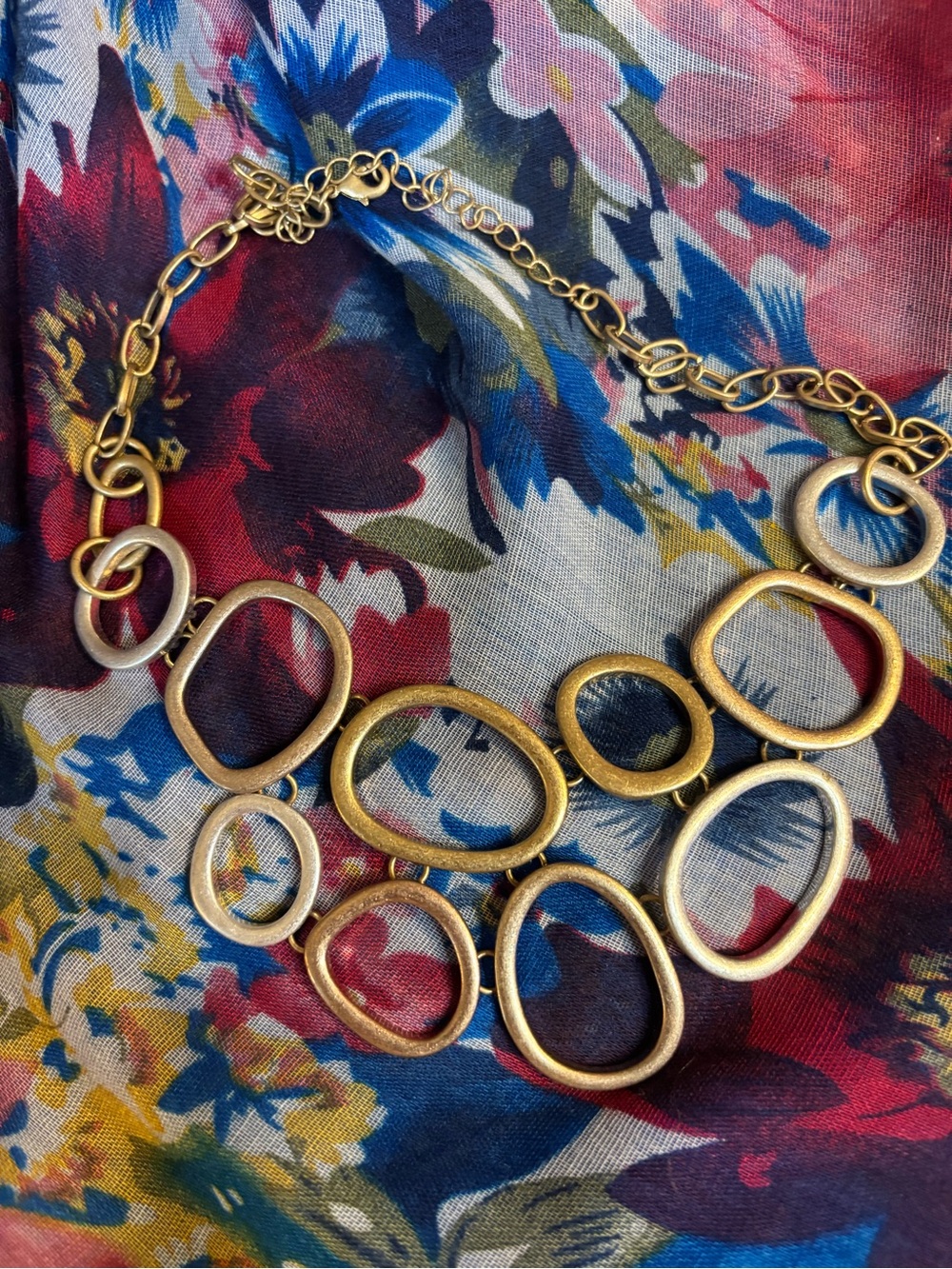 Gold-Tone Oval Link Statement Necklace - Womens Jewelry